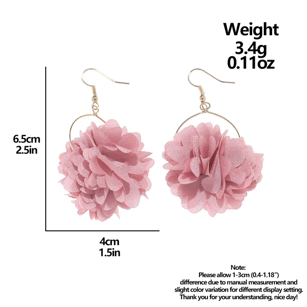 1 Pair Fashion Flower Cloth Plating Women'S Drop Earrings