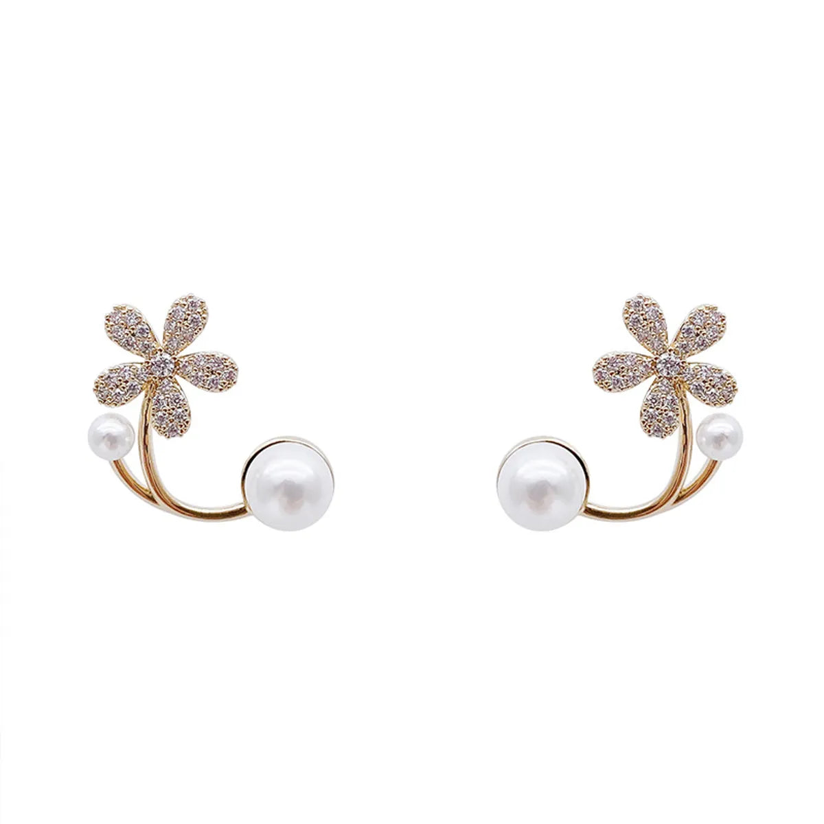 1 Pair Fashion Flower Metal Inlay Artificial Rhinestones Women'S Ear Studs