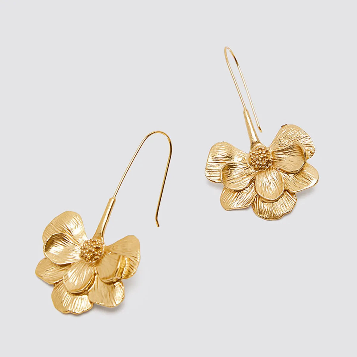 1 Pair Fashion Flower Plating Metal Drop Earrings