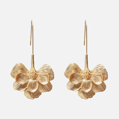 1 Pair Fashion Flower Plating Metal Drop Earrings