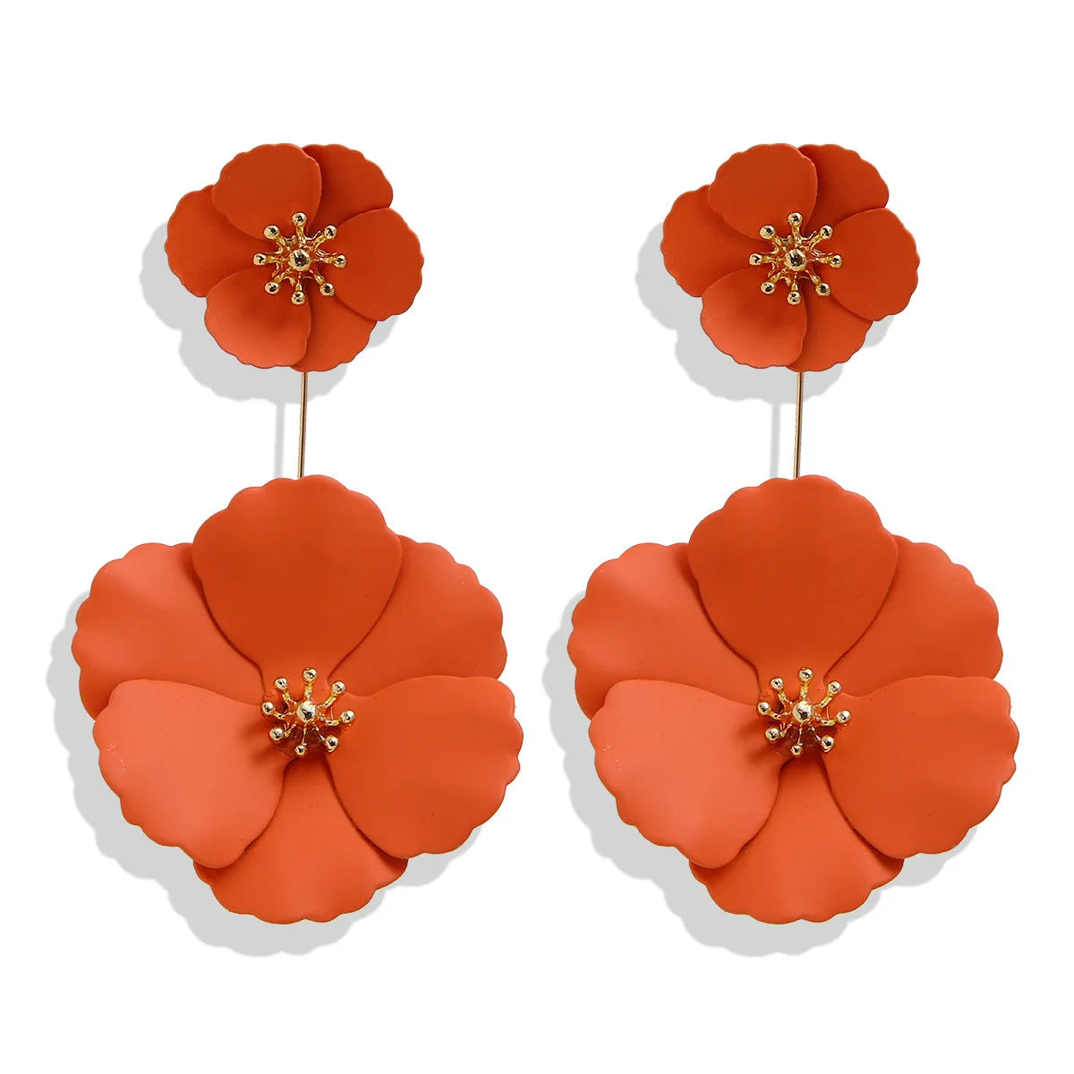 1 Pair Fashion Flower Metal Stoving Varnish Women'S Drop Earrings