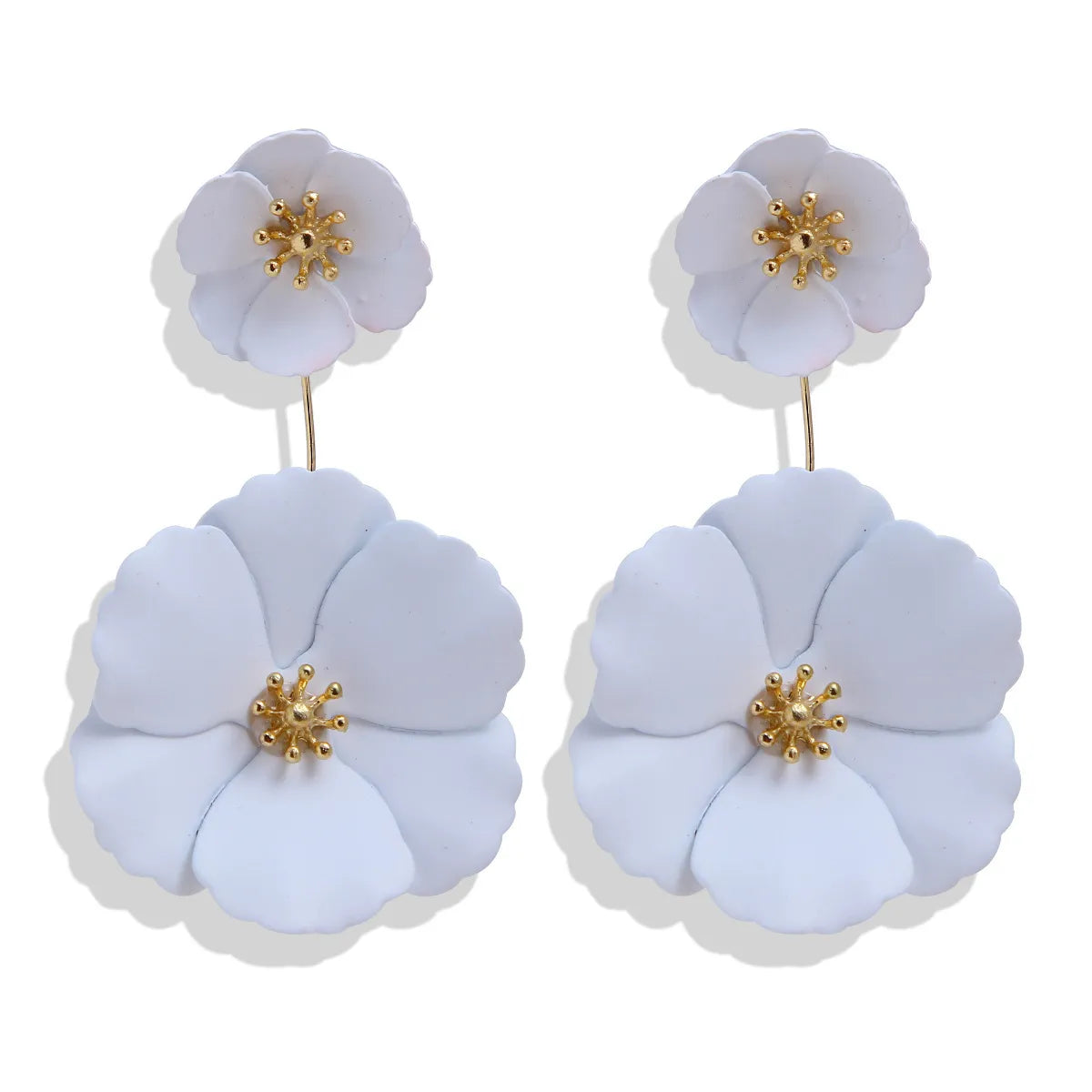 1 Pair Fashion Flower Metal Stoving Varnish Women'S Drop Earrings