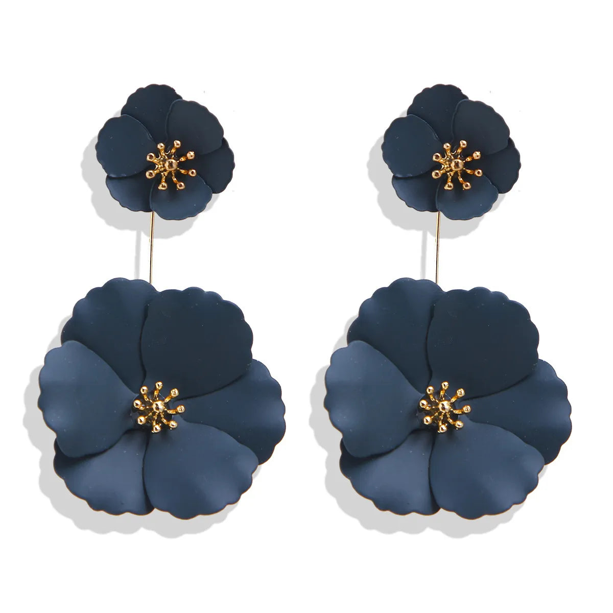 1 Pair Fashion Flower Metal Stoving Varnish Women'S Drop Earrings