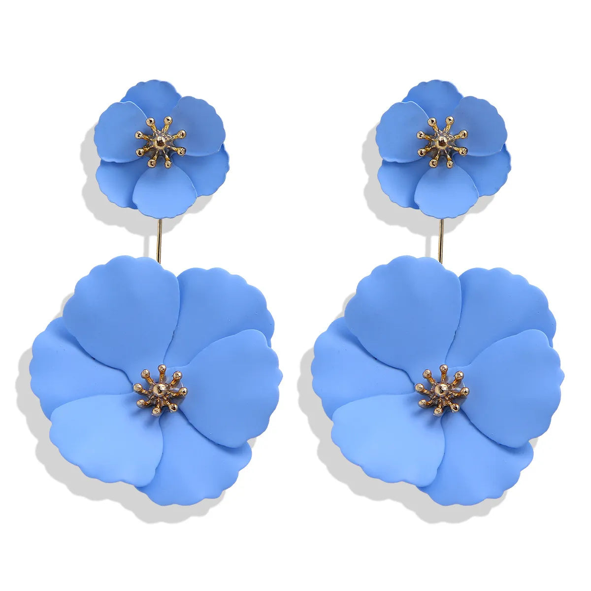 1 Pair Fashion Flower Metal Stoving Varnish Women'S Drop Earrings