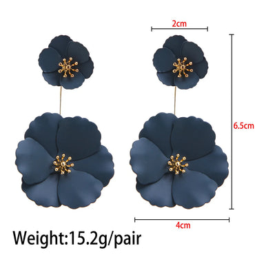 1 Pair Fashion Flower Metal Stoving Varnish Women'S Drop Earrings