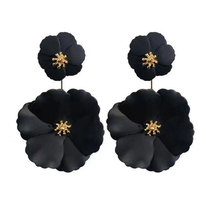 1 Pair Fashion Flower Metal Stoving Varnish Women'S Drop Earrings