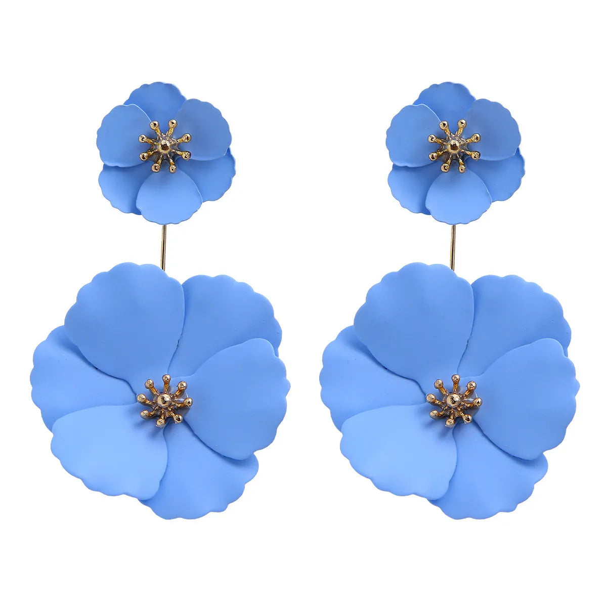 1 Pair Fashion Flower Metal Stoving Varnish Women'S Drop Earrings