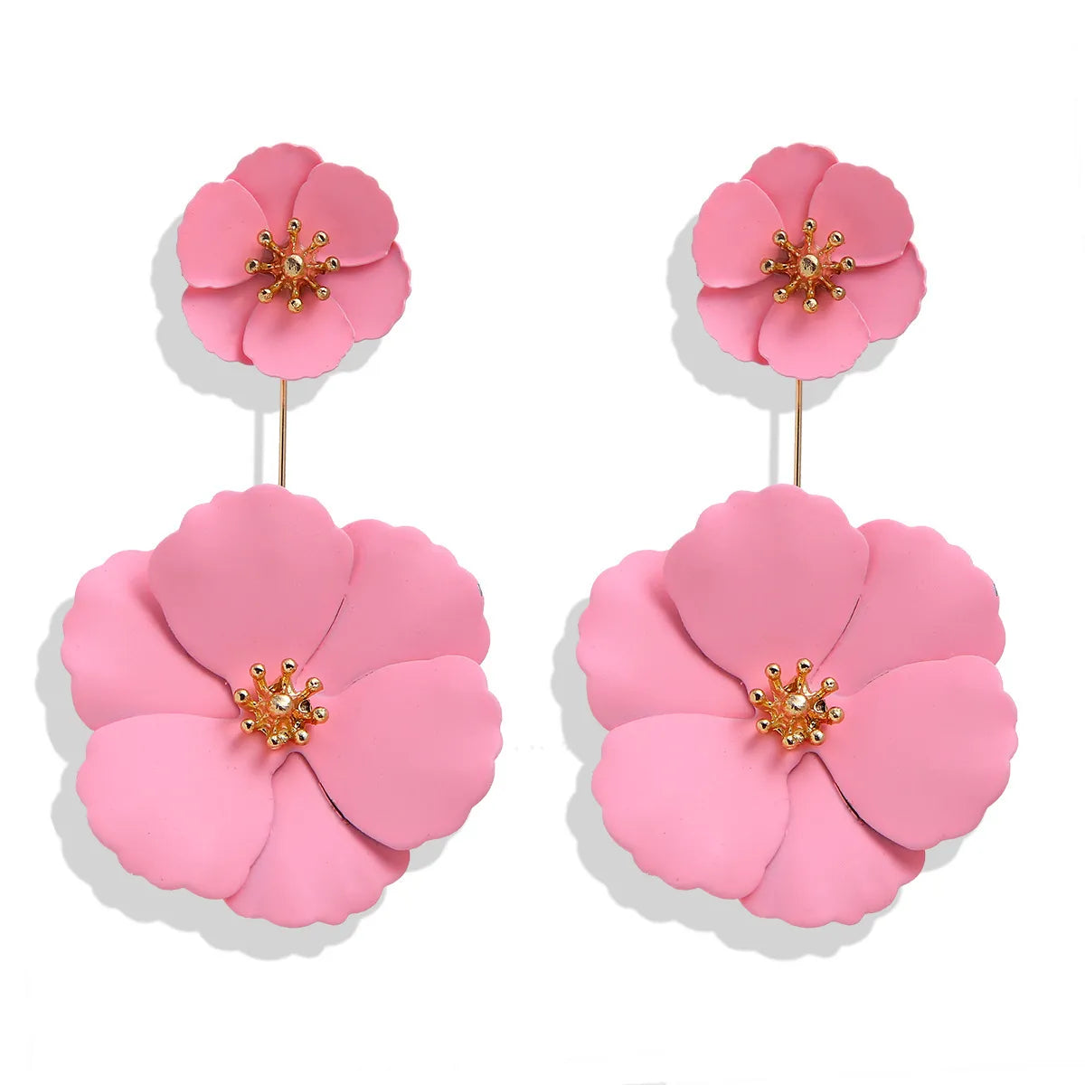 1 Pair Fashion Flower Metal Stoving Varnish Women'S Drop Earrings