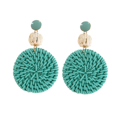 1 Pair Fashion Flower Rattan Handmade Women's Drop Earrings