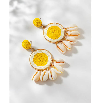 1 Pair Fashion Flower Rattan Handmade Women's Drop Earrings