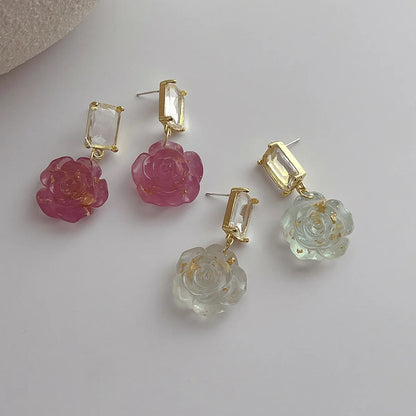 1 Pair Fashion Flower Rectangle Arylic Resin Women's Drop Earrings