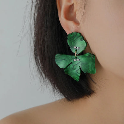 1 Pair Fashion Flower Resin Inlay Rhinestones Women's Drop Earrings