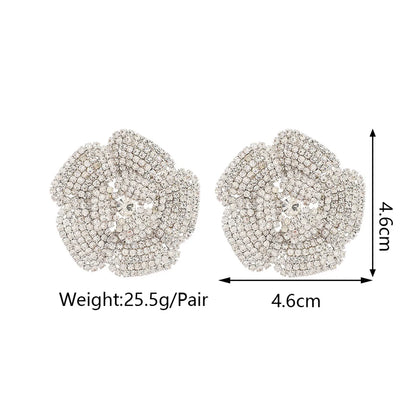 1 Pair Fashion Flower Rhinestone Diamond Women'S Ear Studs