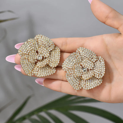 1 Pair Fashion Flower Rhinestone Diamond Women'S Ear Studs