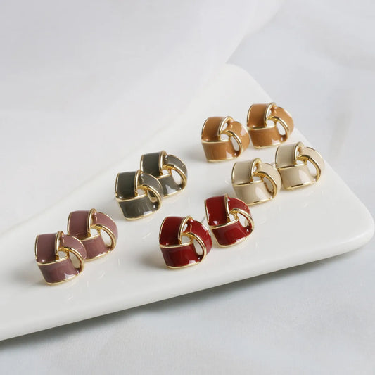 1 Pair Fashion Geometric Alloy Enamel Women's Ear Studs