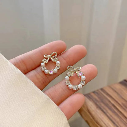 1 Pair Fashion Geometric Alloy Plating Artificial Pearls Opal Women'S Earrings