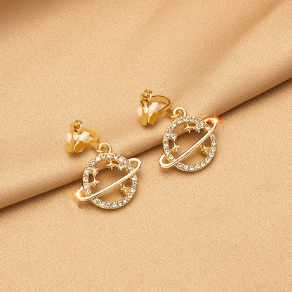 1 Pair Fashion Geometric Alloy Plating Artificial Pearls Rhinestones Women'S Ear Clips