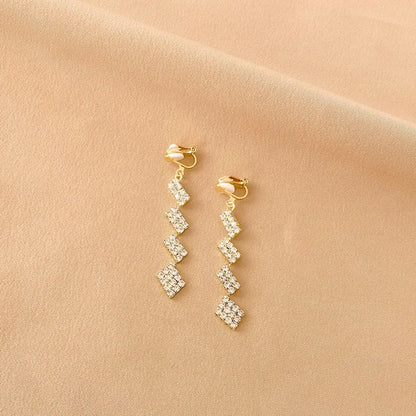 1 Pair Fashion Geometric Alloy Plating Artificial Pearls Rhinestones Women'S Ear Clips