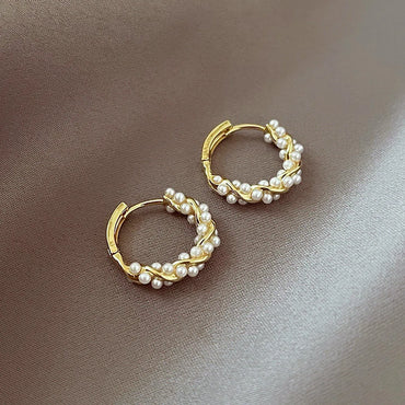 1 Pair Fashion Geometric Plating Alloy Artificial Pearls Earrings