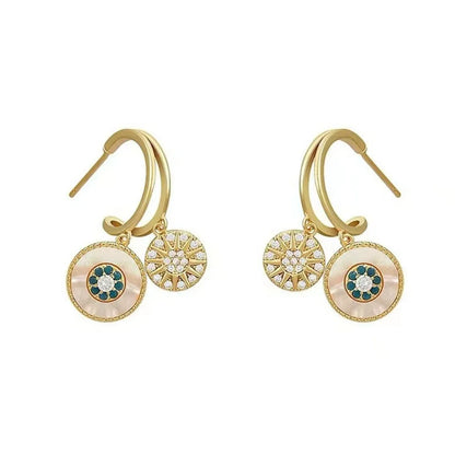 1 Pair Fashion Geometric Alloy Plating Inlay Artificial Gemstones Women's Earrings