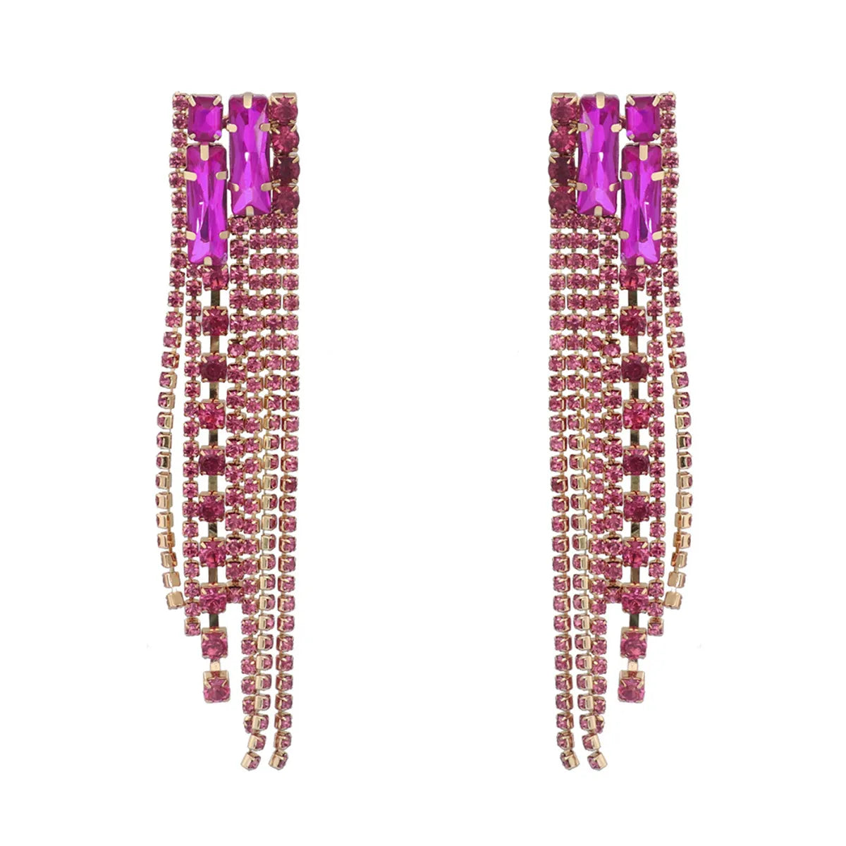 1 Pair Fashion Geometric Alloy Plating Rhinestones Women's Drop Earrings