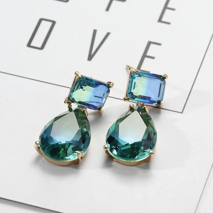 1 Pair Fashion Geometric Artificial Crystal Copper Plating Artificial Crystal Gold Plated Women'S Drop Earrings