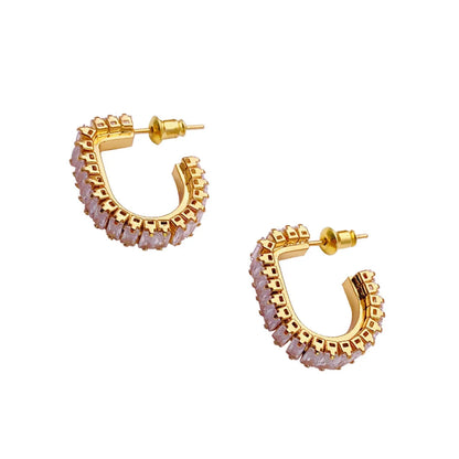 1 Pair Fashion Geometric Copper Inlay Zircon Ear Studs