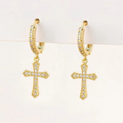 1 Pair Fashion Geometric Plating Copper Zircon Drop Earrings