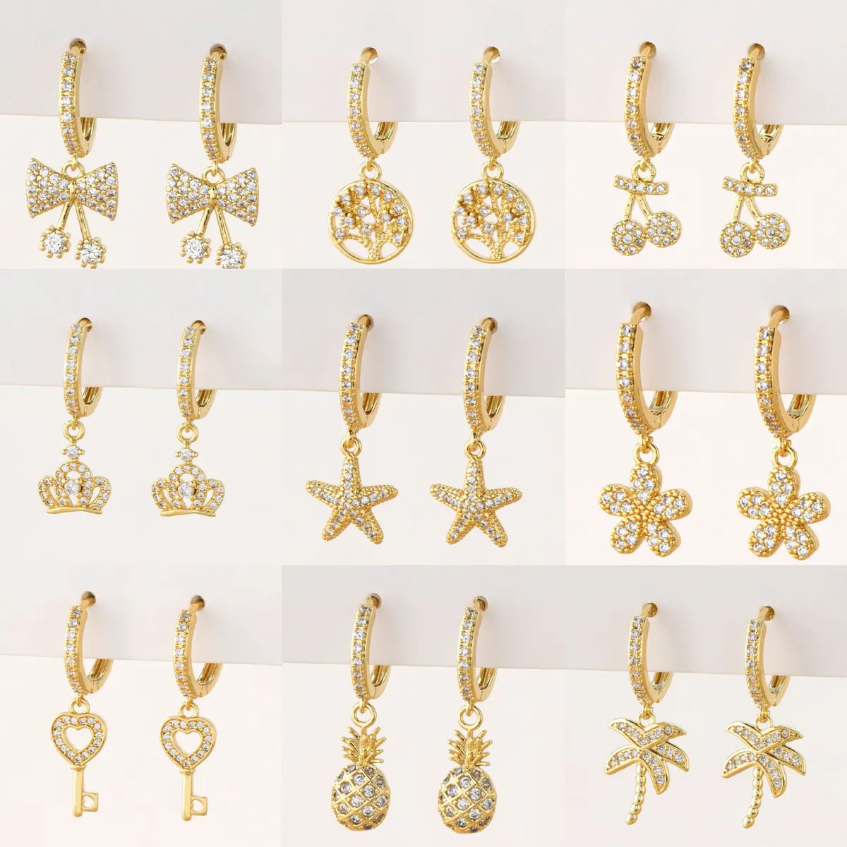 1 Pair Fashion Geometric Plating Copper Zircon Drop Earrings