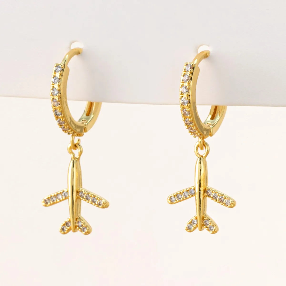 1 Pair Fashion Geometric Plating Copper Zircon Drop Earrings