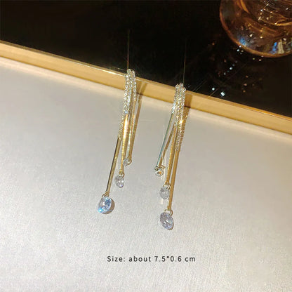 1 Pair Fashion Geometric Plating Inlay Alloy Artificial Rhinestones Artificial Pearls Zircon 14k Gold Plated Drop Earrings