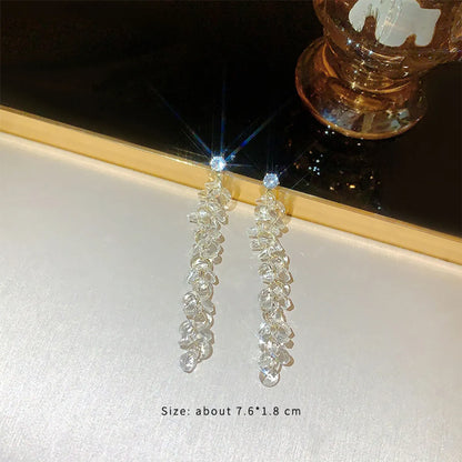 1 Pair Fashion Geometric Plating Inlay Alloy Artificial Rhinestones Artificial Pearls Zircon 14k Gold Plated Drop Earrings