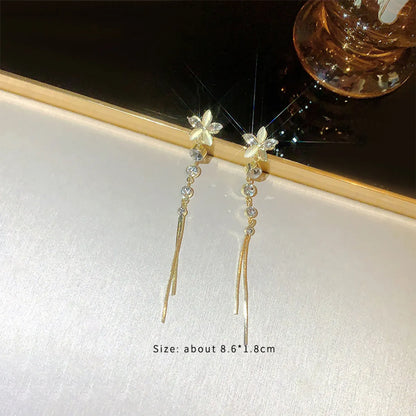 1 Pair Fashion Geometric Plating Inlay Alloy Artificial Rhinestones Artificial Pearls Zircon 14k Gold Plated Drop Earrings