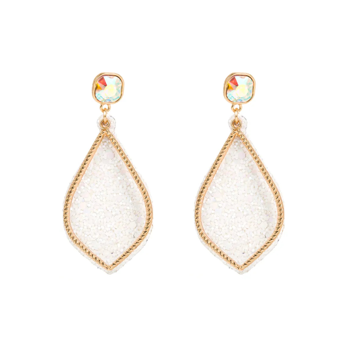 1 Pair Fashion Geometric Sequin Pu Leather Alloy Plating Glass Gold Plated Women's Earrings