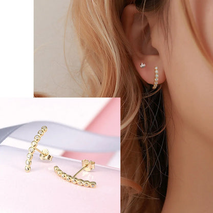 1 Pair Fashion Geometric Sterling Silver Inlay Zircon Ear Studs