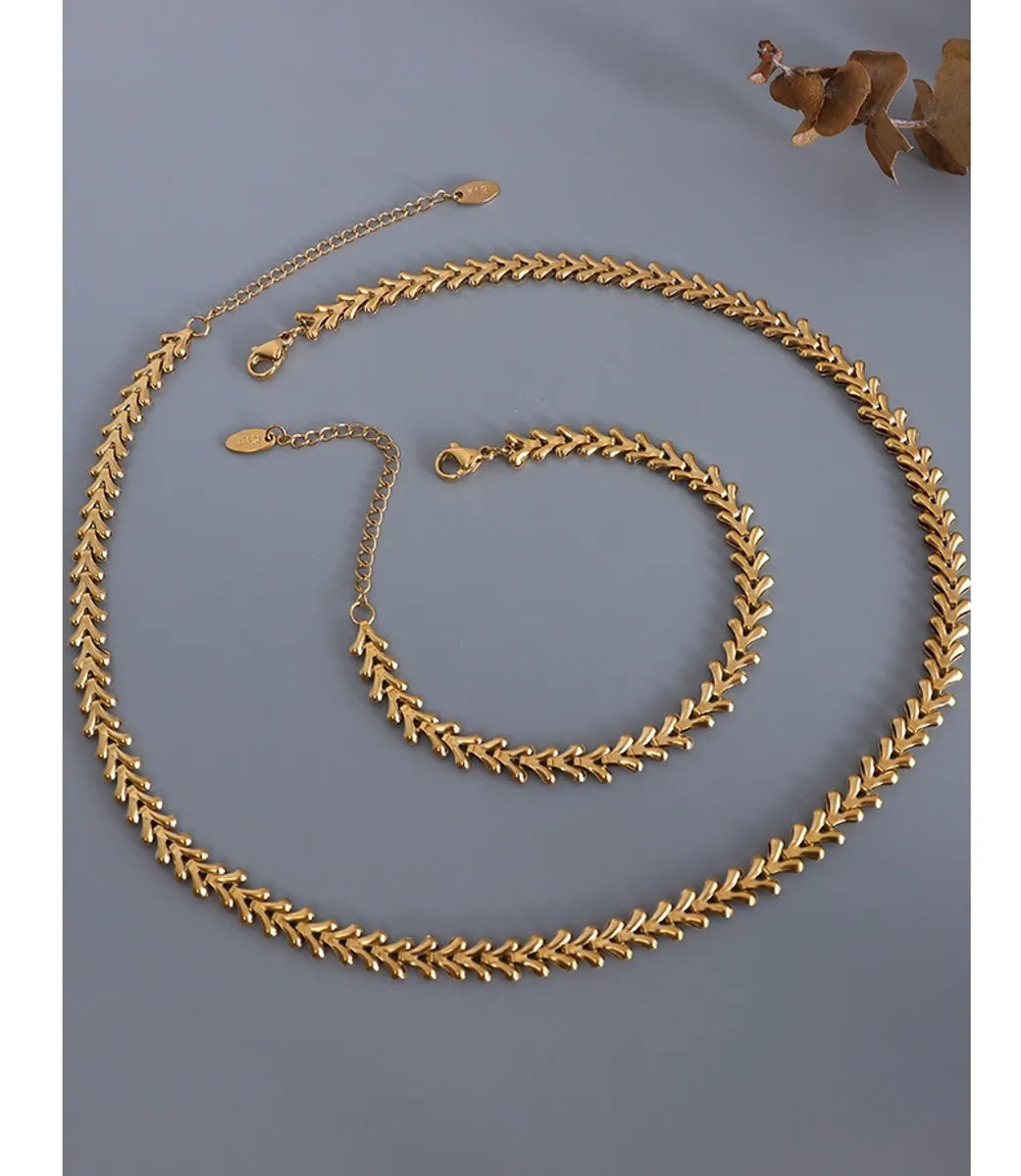 Wholesale Jewelry Fashion Geometric 304 Stainless Steel 18K Gold Plated Bracelets Necklace