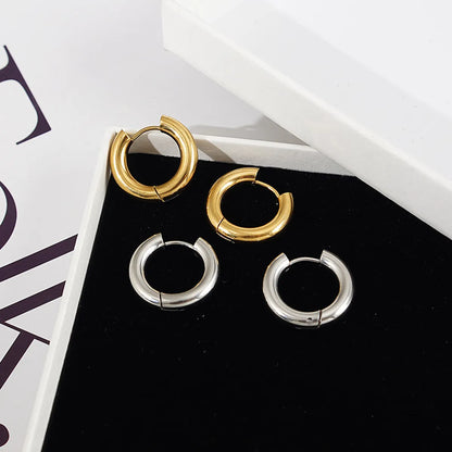 1 Pair Fashion Geometric Titanium Steel Hoop Earrings