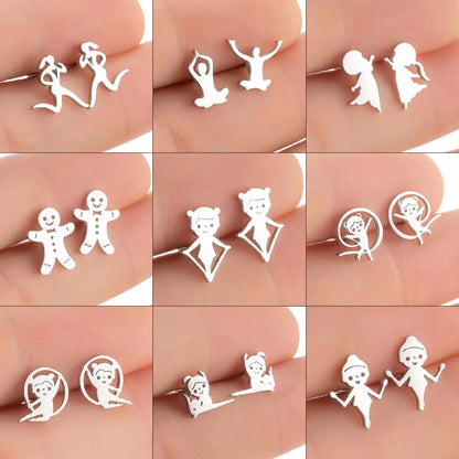 1 Pair Fashion Geometric Titanium Steel Plating Ear Studs