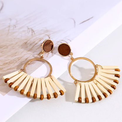 1 Pair Fashion Geometric Wood Handmade Women'S Drop Earrings