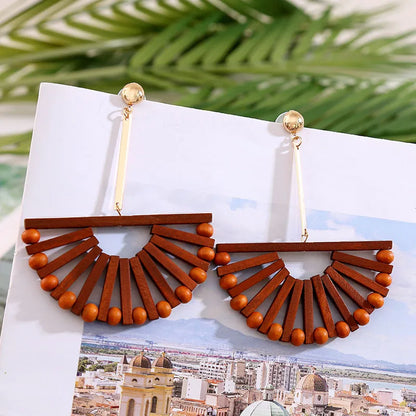 1 Pair Fashion Geometric Wood Handmade Women'S Drop Earrings