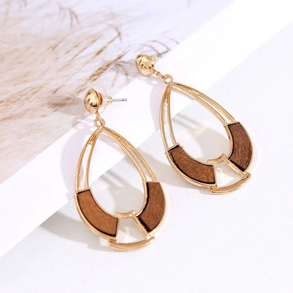 1 Pair Fashion Geometric Wood Handmade Women'S Drop Earrings