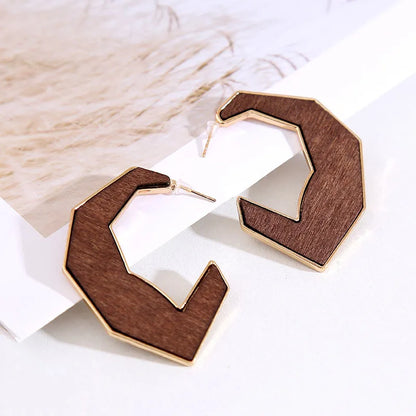 1 Pair Fashion Geometric Wood Handmade Women'S Drop Earrings