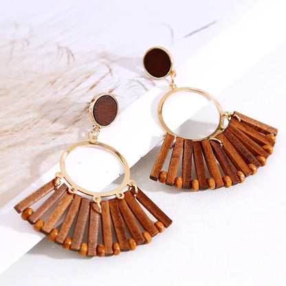 1 Pair Fashion Geometric Wood Handmade Women'S Drop Earrings