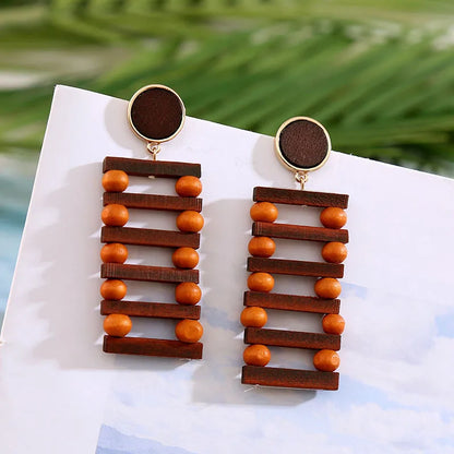 1 Pair Fashion Geometric Wood Handmade Women'S Drop Earrings