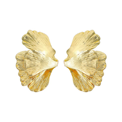 1 Pair Fashion Ginkgo Leaf Plating Alloy Ear Studs