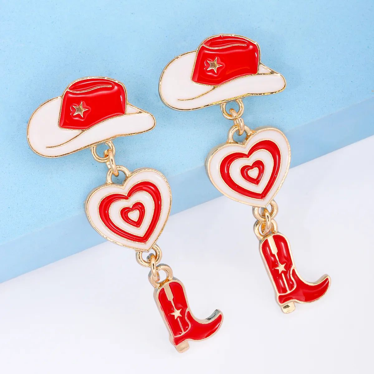 1 Pair Fashion Hat Heart Shape Boots Alloy Enamel Plating Women's Drop Earrings