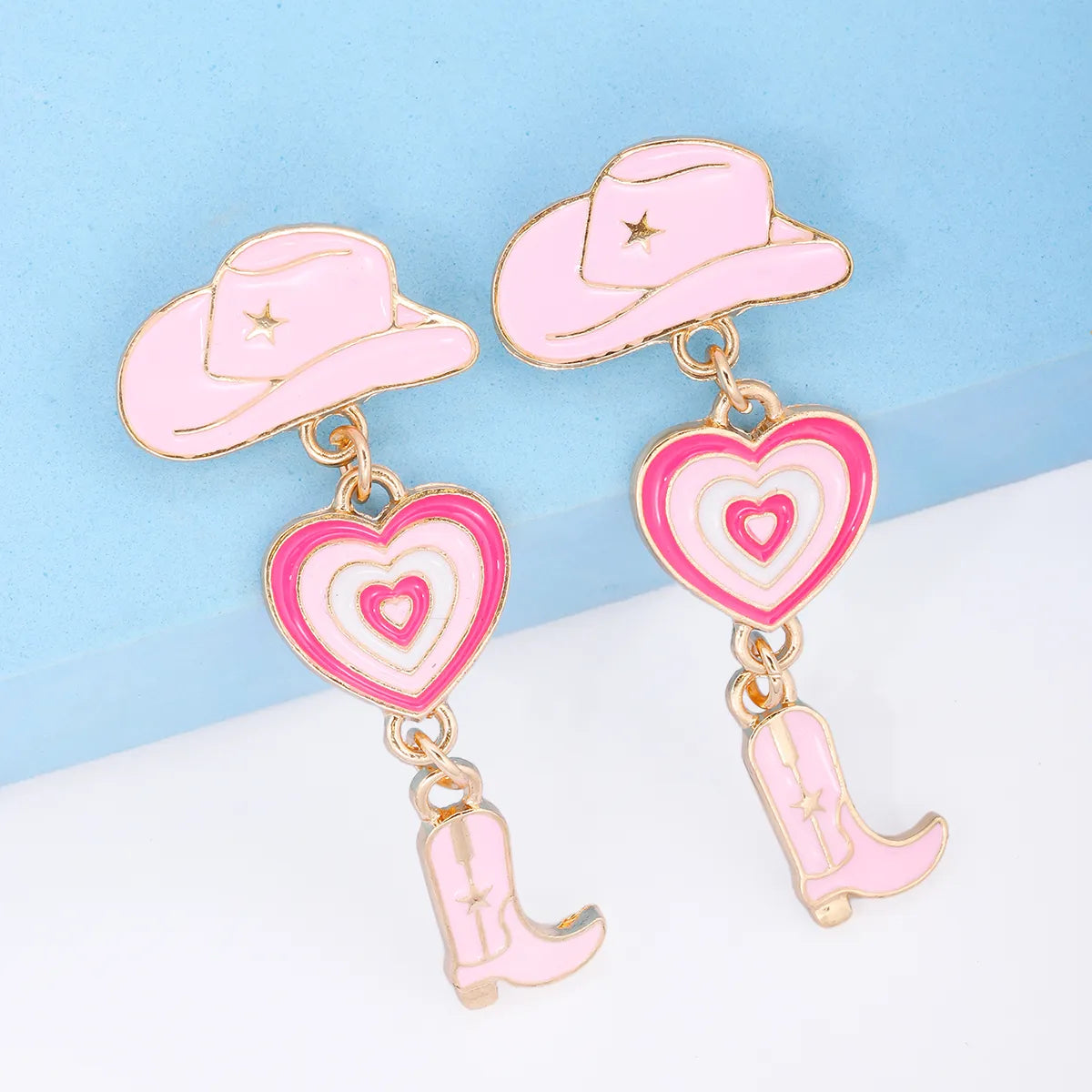 1 Pair Fashion Hat Heart Shape Boots Alloy Enamel Plating Women's Drop Earrings