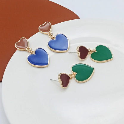 1 Pair Fashion Heart Shape Alloy Enamel Valentine's Day Women's Drop Earrings