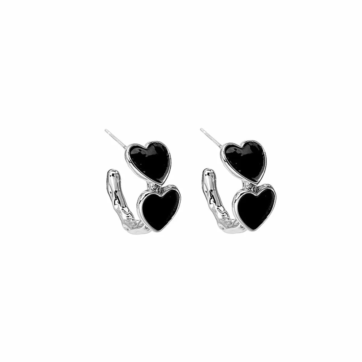 1 Pair Fashion Heart Shape Alloy Inlay Artificial Diamond Women's Drop Earrings