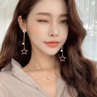 1 Pair Fashion Heart Shape Alloy Inlay Rhinestones Women's Drop Earrings